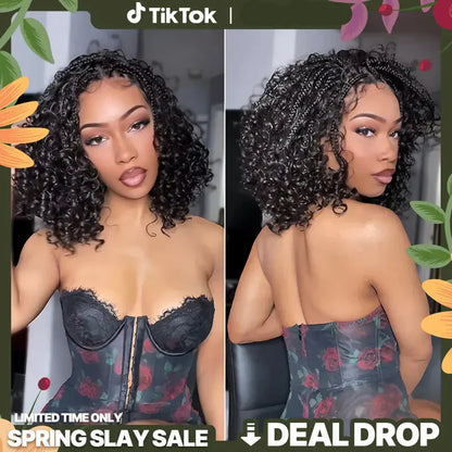 ✨✨13x6 HD Lace Wig Glueless Wear & Go 12” Boho Braids Water Wave Pre-Cut Lace Wig – Premium Fiber, Beginner Friendly