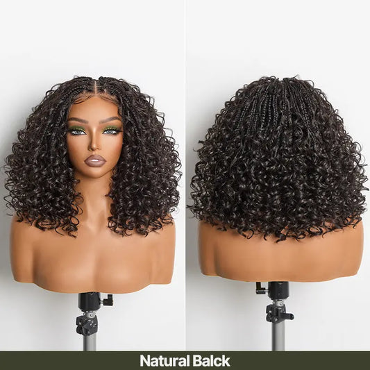 ✨✨13x6 HD Lace Wig Glueless Wear & Go 12” Boho Braids Water Wave Pre-Cut Lace Wig – Premium Fiber, Beginner Friendly